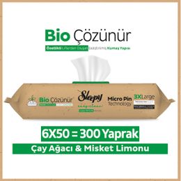 Sleepy Easy 6x50 300 Yaprak Clean Bio Çözünür Çay Ağacı ve Misket Limonu Yüzey Temizlik Havlusu