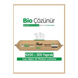 Sleepy Easy 6x50 300 Yaprak Clean Bio Çözünür Çay Ağacı ve Misket Limonu Yüzey Temizlik Havlusu