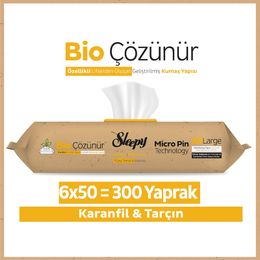 Sleepy Easy 6x50 300 Yaprak Clean Bio Çözünür Karanfil ve Tarçın Yüzey Temizlik Havlusu