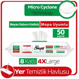 Sleepy Easy Clean 50x9 Beyaz Sabun Katkılı Mopa Uyumlu Yer Temizlik Havlusu
