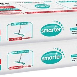 Smarter 2 Adet 4XL Mopa Uyumlu Yüzey Beyaz Sabun Kokulu Sirke ve Karbonat Katkılı 60 Yaprak Yer Temizlik Havlusu Bezi