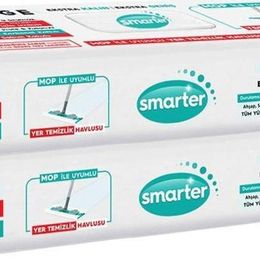 Smarter 2 Adet 4XL Mopa Uyumlu Yüzey Beyaz Sabun Kokulu Sirke ve Karbonat Katkılı 60 Yaprak Yer Temizlik Havlusu Bezi