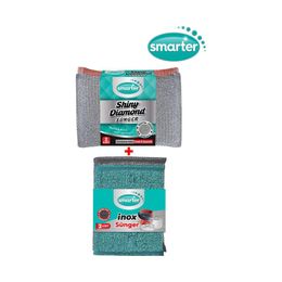 Smarter 2'li Shiny Diamond Sünger + 2'li İnox Sünger