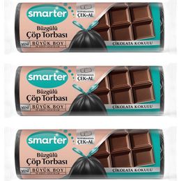 Smarter 3'lü Çikolata Kokulu Büzgülü Büyük Boy Çöp Torbası