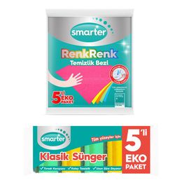 Smarter 5'li Klasik Sünger +Renkrenk Temizlik Bezi
