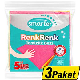 Smarter 5'li Renkli Tüm Yüzeyler Mikrofiber Temizlik Bezi