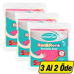 Smarter 5'li Renkli Tüm Yüzeyler Mikrofiber Temizlik Bezi