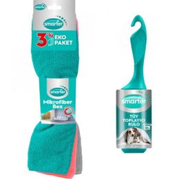 Smarter Tüy Toplayıcı Rulo + 3'lü Mikrofiber Temizlik Bezi