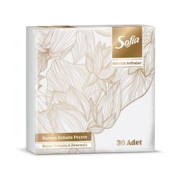Sofia 33x33 cm 30 Adet Kumaş Dokulu Lüks Beyaz Peçete