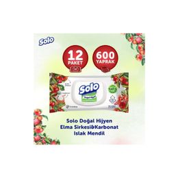 Solo 50'li Doğal Hijyen Elma Sirkesi Karbonat Islak Mendil
