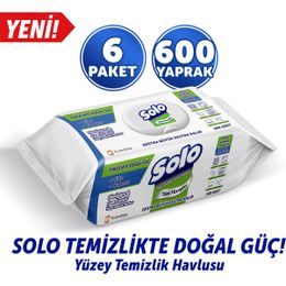 Solo 6'lı 600 Yaprak Temizlikte Doğal Güç Okaliptus&Çam Esintisi Yüzey Temizlik Havlusu