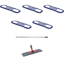 Sska Orlon Mavi Statik Toz Mop Takımı 50 cm- 5 Adet Mop + Mop Tutucu + Sap