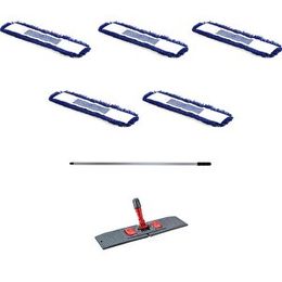 Sska Orlon Mavi Statik Toz Mop Takımı 50 cm- 5 Adet Mop + Mop Tutucu + Sap