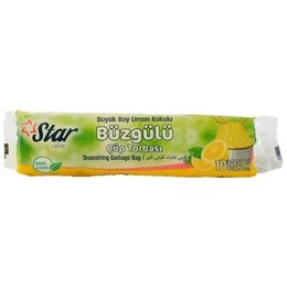 Star Plus 10 Adet Büyük Boy Limon Kokulu Büzgülü Çöp Torbası