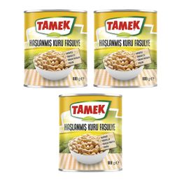 Tamek 3x800 gr Haşlanmış Kuru Fasulye Konservesi