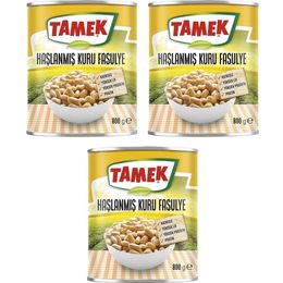 Tamek 3x800 gr Haşlanmış Kuru Fasulye Konservesi