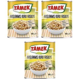 Tamek 3x800 gr Haşlanmış Kuru Fasulye Konservesi