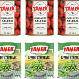 Tamek 3x830 gr Domates Salçası + 3x830 gr Bezelye