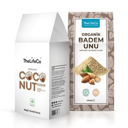 Thelifeco 250 gr Organik Badem Unu + Thelifeco 300 gr Organik Hindistan Cevizi Şekeri