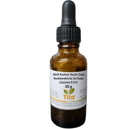 Tito Suda Çözünür 30 ml Bitkisel Karbon (Aktif Karbon) Siyahı Gıda Renklendiricisi Jel