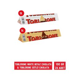 Toblerone 100 gr White Beyaz Çikolata + 100 gr Sütlü Çikolata