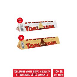 Toblerone 100 gr White Beyaz Çikolata + 100 gr Sütlü Çikolata