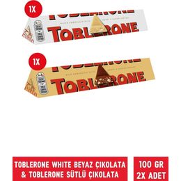 Toblerone 100 gr White Beyaz Çikolata + 100 gr Sütlü Çikolata
