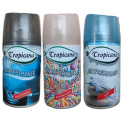 Tropicana Air Freshener Anti Tobacco 260 ml + Bubble Gum 260 ml + Tropikal 260 ml Otomatik Makine Yedek Parfüm Spreyi Oda Kokusu