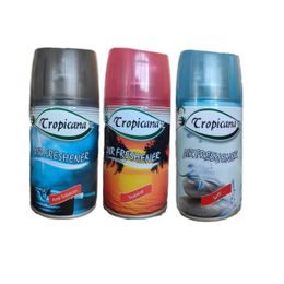 Tropicana Air Freshener Anti Tobacco 260 ml + Tropikal 260 ml + Soft 260 ml Otomatik Makine Yedek Parfüm Spreyi Oda Kokusu