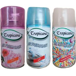 Tropicana Air Freshener Rose Gül 260 ml + Soft Hafif 260 ml + Bubble Gum Ferahlık Koku 260 ml Parfüm Sprey Oda Kokusu
