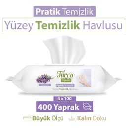 Turco 4x100 Lavanta Doğadan Pratik Yüzey Temizlik Havlusu