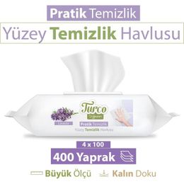 Turco 4x100 Lavanta Doğadan Pratik Yüzey Temizlik Havlusu