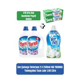 Tursil Karma Renkler İçin Sıvı Deterjan 2x2145 ml 33 Yıkama & Vernel 1440 ml Max Şakayık&Beyaz Çay Yumuşatıcı