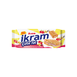 Ülker 87 gr İkram Çifte Tat Frambuaz ve Vanilyalı Bisküvi