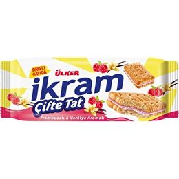 Ülker 87 gr İkram Çifte Tat Frambuaz ve Vanilyalı Bisküvi