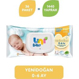 Uni Baby 36x40'lı Yenidoğan Islak Mendil