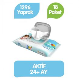 Uni Baby 72x18 1296 Yaprak Aktif Islak Mendil