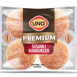 Uno Premium 4'lü 340 gr Susamlı Hamburger Ekmeği