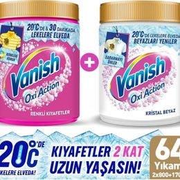 Vanish 970 gr Pembe + 970 gr Beyaz Kosla Multipower Toz Leke Çıkarıcı Deterjan Güçlendirici