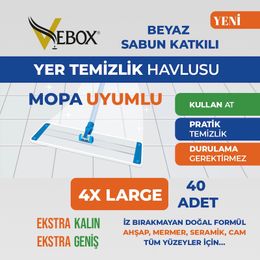 Vebox 40 Yaprak 4xl Easy Wet Wipes Beyaz Sabun Katkılı Mopa Uyumlu Yer Temizlik Havlusu
