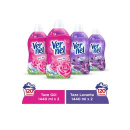 Vernel 4x1140 ml Taze Gül & Taze Lavanta Beyazlar ve Renkliler İçin Konsantre Yumuşatıcı