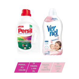 Vernel Max Sensitive 1.44 lt + Persil Color Jel 26 Yıkama Çamaşır Deterjanı