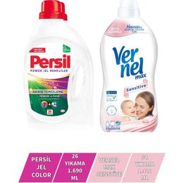 Vernel Max Sensitive 1.44 lt + Persil Color Jel 26 Yıkama Çamaşır Deterjanı