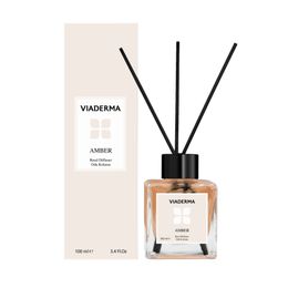 Viaderma 100 ml Kare Şişe Amber Esansı Bambu Çubuklu Oda Kokusu