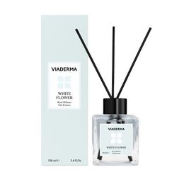 Viaderma 100 ml Kare Şişe Beyaz Çiçek Esansı Bambu Çubuklu Oda Kokusu