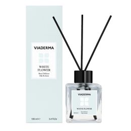 Viaderma 100 ml Kare Şişe Beyaz Çiçek Esansı Bambu Çubuklu Oda Kokusu