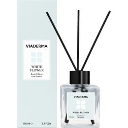 Viaderma 100 ml Kare Şişe Beyaz Çiçek Esansı Bambu Çubuklu Oda Kokusu