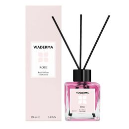 Viaderma 100 ml Kare Şişe Gül Esansı Bambu Çubuklu Oda Kokusu