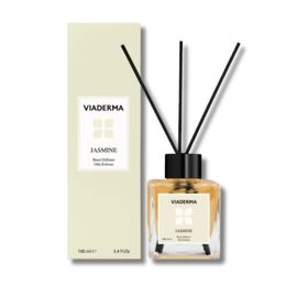 Viaderma 100 ml Kare Şişe Yasemin Esansı Bambu Çubuklu Oda Kokusu