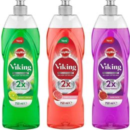Viking 3x750 ml Misket Limon + Kara İncir + Greyfurt Bulaşık Deterjanı